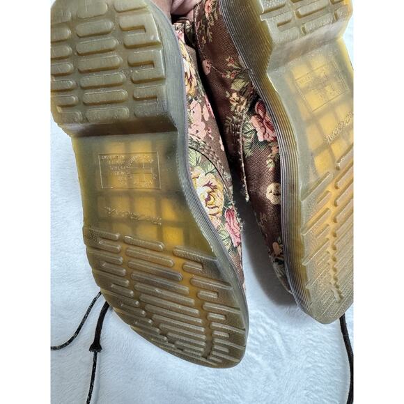Dr. Doc Martens Floral Boots Sz 7 EU 38 1460 Brown Red Pink Canvas Docs Combat - Picture 5 of 7